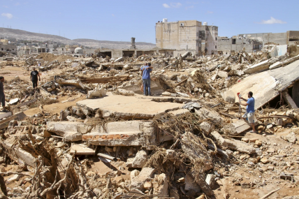 People look for survivors in Derna, Libya, Wednesday, Sept.13, 2023. Search teams are combing streets, wrecked buildings, and even the sea to look for bodies in Derna, where the collapse of two dams unleashed a massive flash flood that killed thousands of people.  AP/RSS Photo